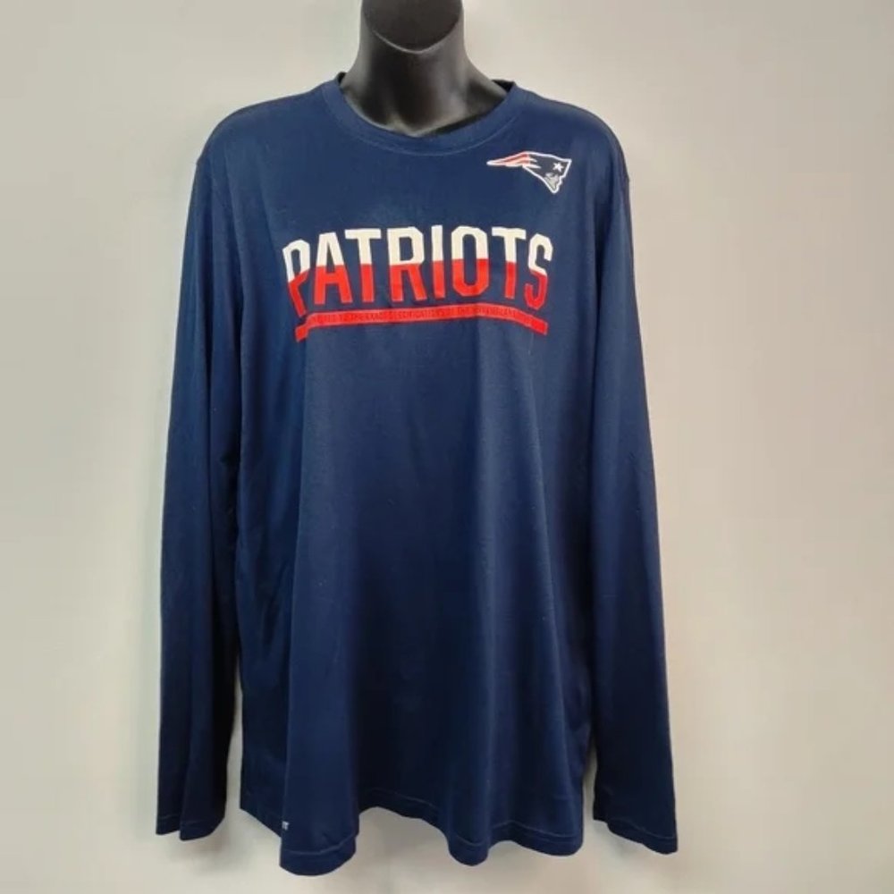 Nike New England Patriots Men's Navy Blue Long Sleeve Dri-Fit T-shirt Size L